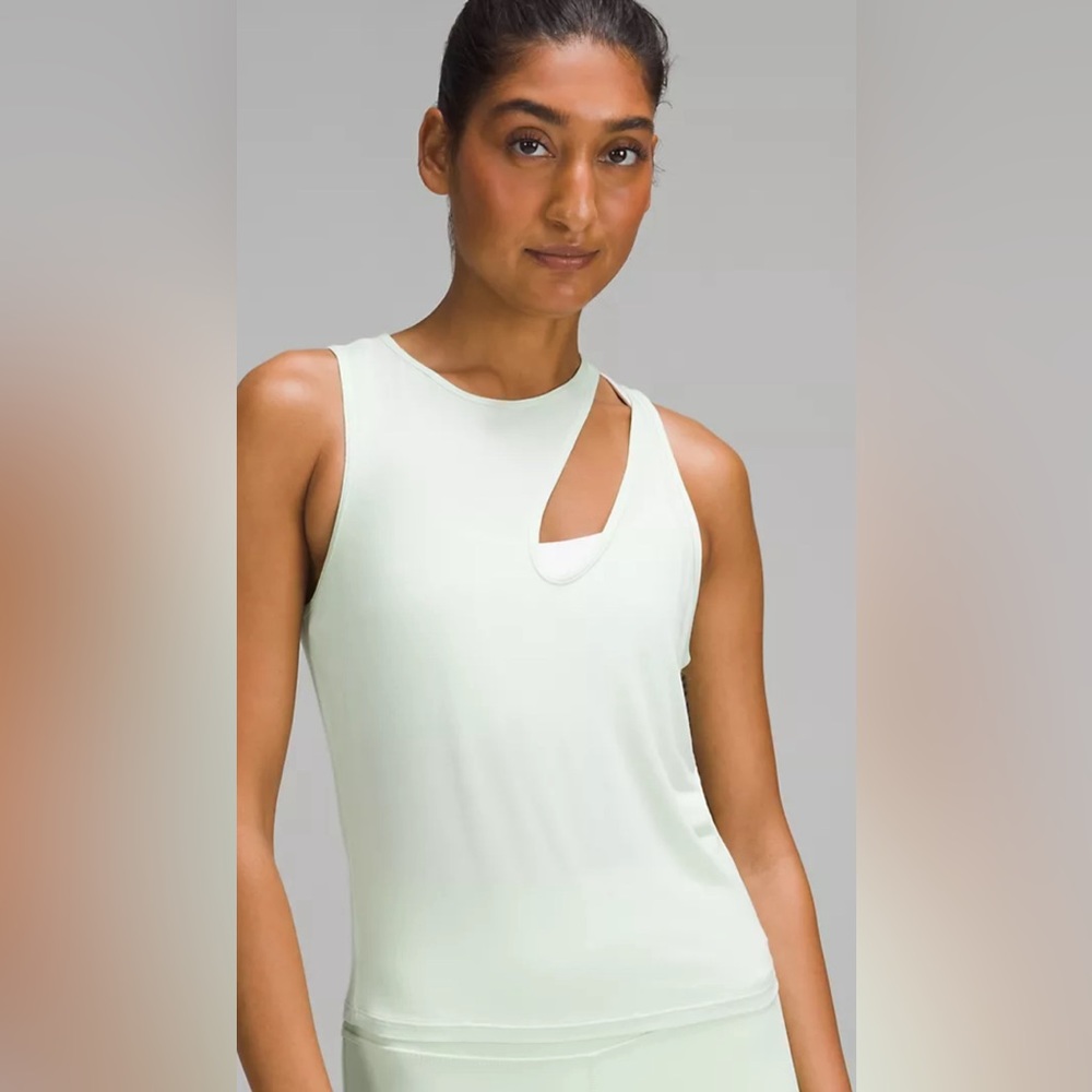 Lululemon shoulder cut out yoga tank Size 10. Brand new with tag. Kohlrabi green